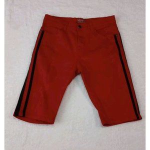 Mousai Jean Shorts Red Distressed Street Wear Baggy Black Stripe Men's Size 32